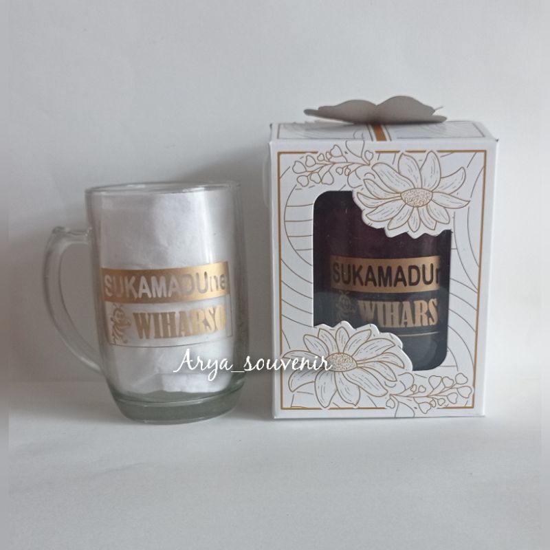 souvenir gelas gagang jumbo kemasan box