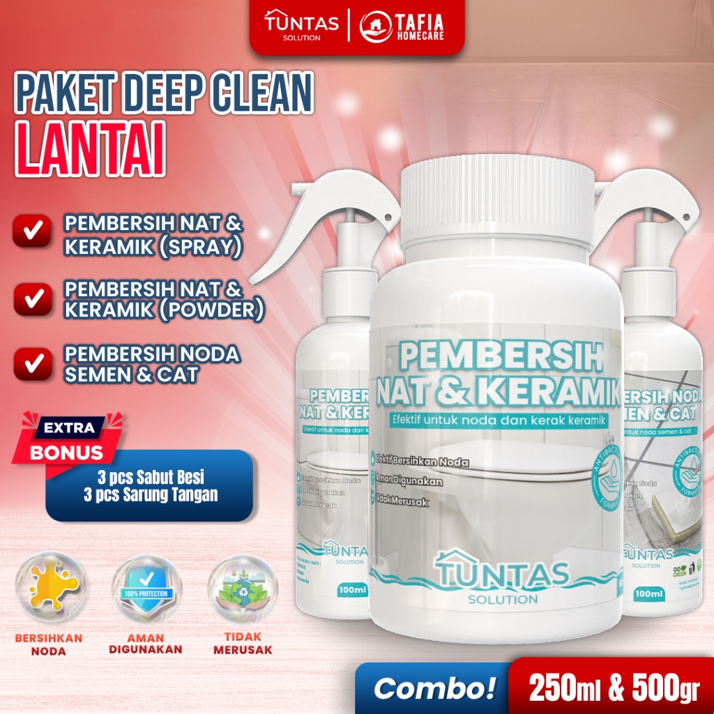 TUNTAS Deep Clean Lantai Pembersih Kerak Nat Keramik Kamar Mandi Penghilang Noda Cat & Semen