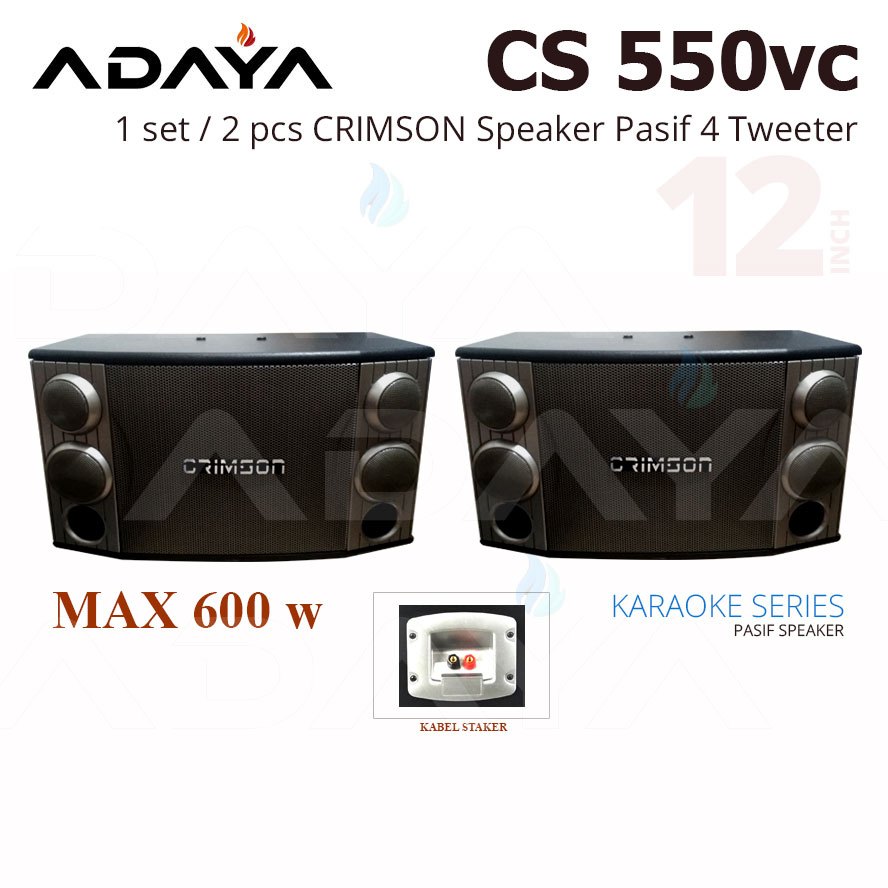 Speaker Pasif 12 Inch 600 watt 1 Set Karaoke Series CRIMSON CS 550 VC Sepasang