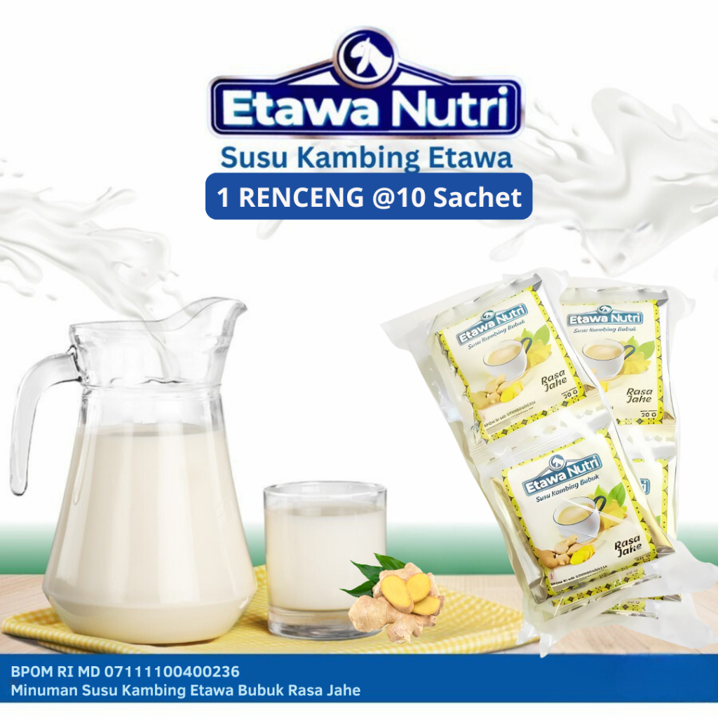 

Susu Kambing Etawa Nutri Bernutrisi Plus Jahe 1 Renceng ( 10 Sachet ) | Susu Bubuk Original