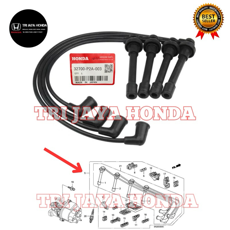 Kabel Busi Wire Spark Plug Honda City Z Civic Ferio 1996 1997 1998 1999 2000 2001 2002 Honda 32722 P