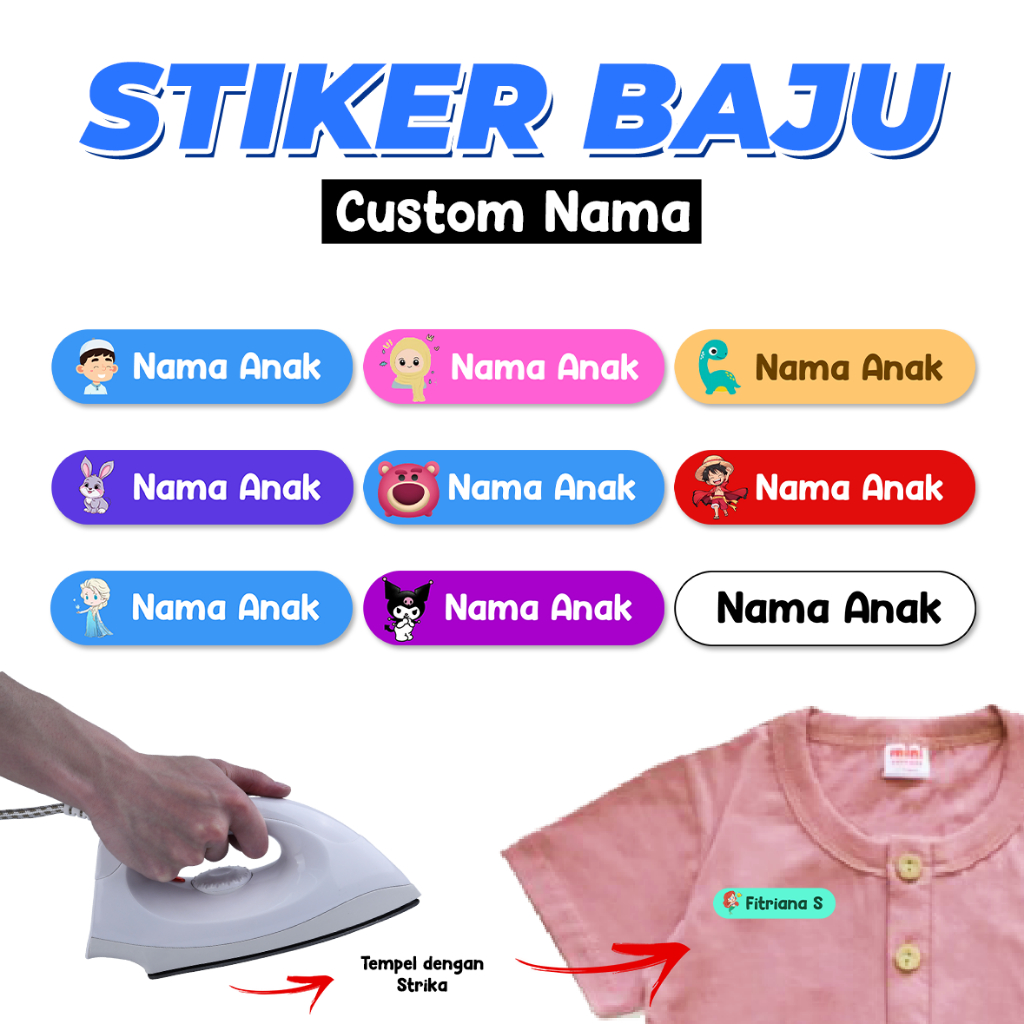 

STIKER BAJU NAMA CUSTOM - Vol.5 Per Tema / Stiker Kain Kaos Lucu/ Setiker Sablon Setrika - 42pcs