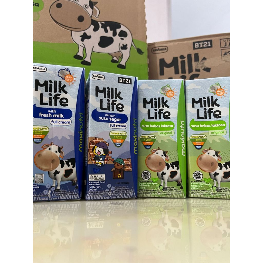 

MILK LIFE SUSU UHT FULL CREAM DAN BEBAS LAKTOSA 200 ML PER PCS