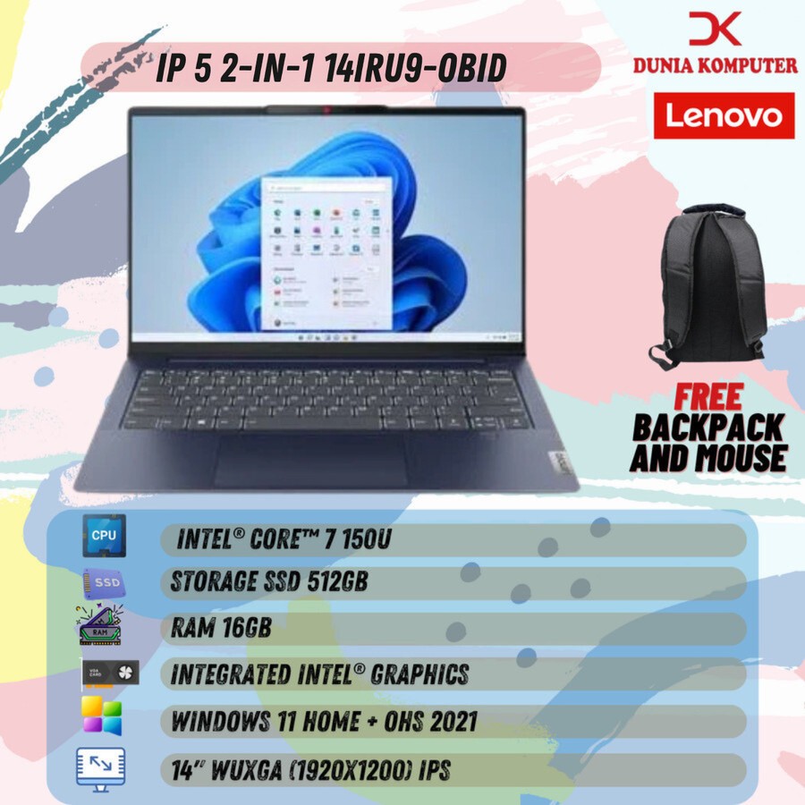 Lenovo IdeaPad 5 2-in-1 14IRU9-0BID Notebook - Cosmic Blue ( Core 7-150U / 16GB / 512GB SSD / UMA / 