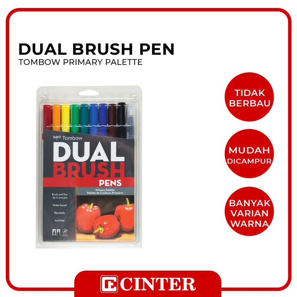 

TOMBOW - DUAL BRUSH PEN PRIMARY PALETTE / PENA KUAS LUKIS SET ISI 10 WARNA