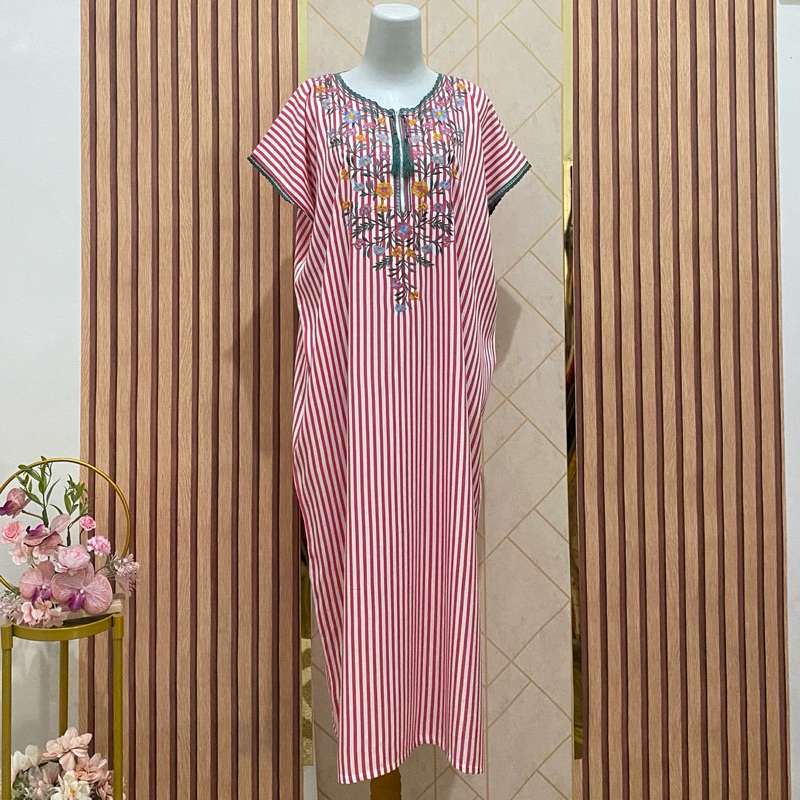 DASTER BORDIR RAYON VISCOSE MOTIF SALUR TANGAN PENDEK PREMIUM BUSUI