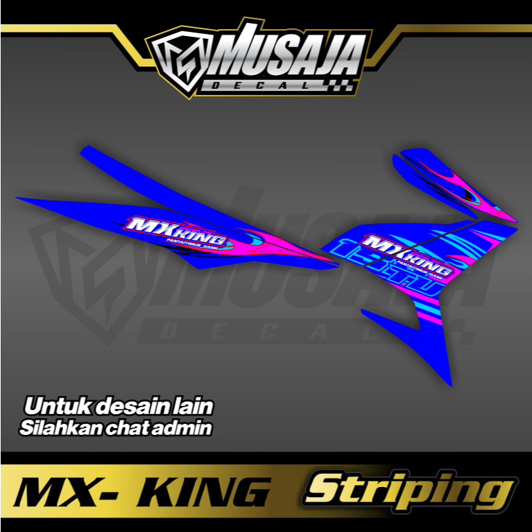 Decal Striping Mx King Transparan UV biru lis pink biru merah non full body