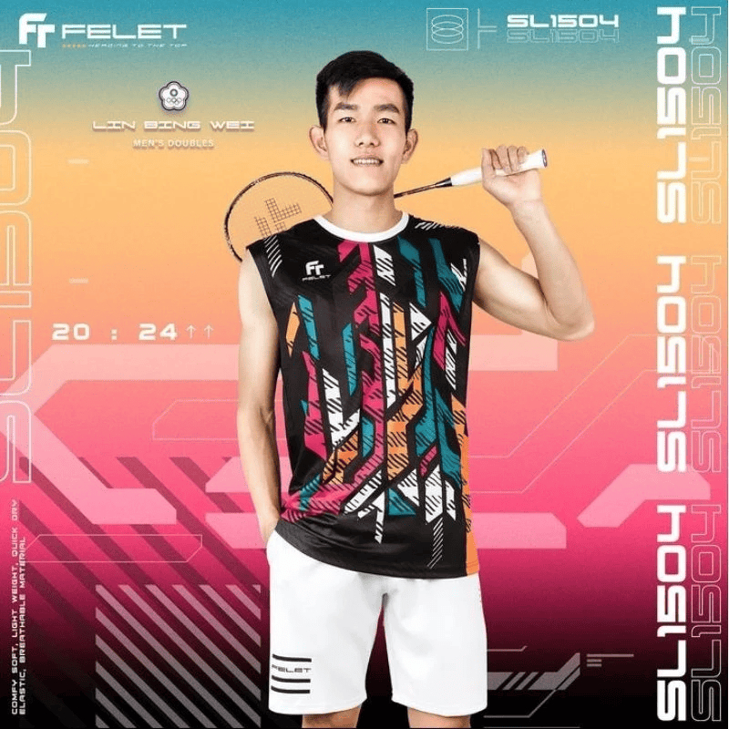FELET SL1504 - BADMINTON SHIRT GRAPHIC TEE SINGLET ORIGINAL FELET 100%