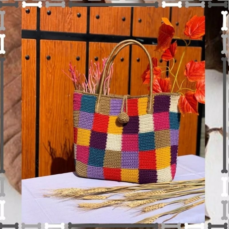 Tas Deega Motif Besar - Tas Tenteng Wanita - Tas Rajut Murah Berkualitas - Tas Wanita Rajut Handmade