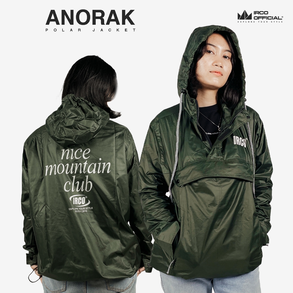 IRCO Anorak Jaket Gunung Waterproof Wanita Kantong Kangguru- Jacket Cagoule Anti Air Inner Polar