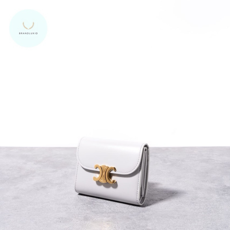 Celine Triomphe small flap wallet shiny calfskin