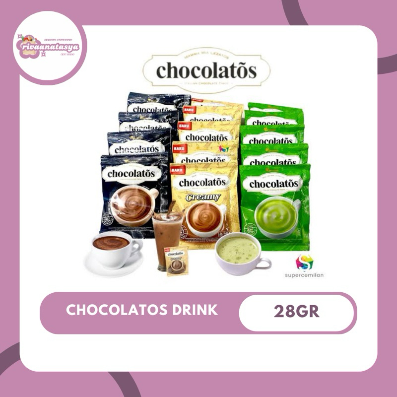 

Chocolatos Drink 28gr - 1 Renceng Isi 10 Pcs | Varian Coklat, Creamy, Matcha / Harga grosir