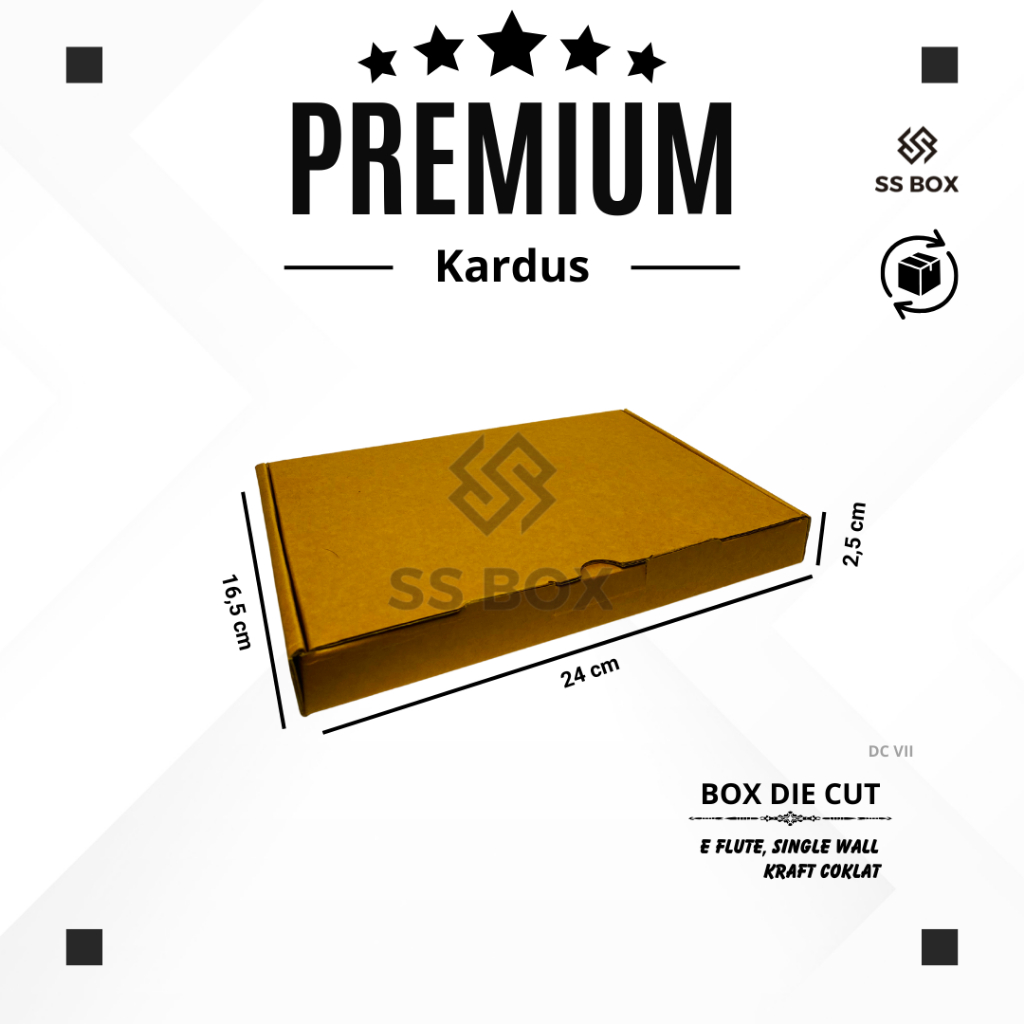 

KARDUS PACKING DIE CUT ukuran 14,5 x 24 x 5 KARDUS F-FLUTE PREMIUM