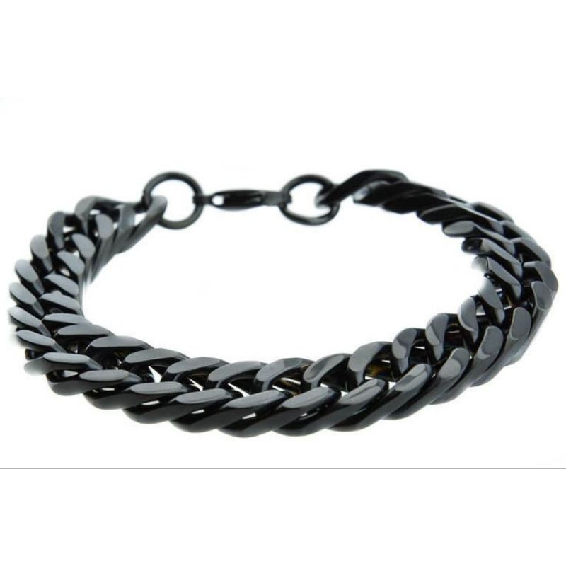 COD Gelang Rantai Hitam Titanium Pria Wanita gelang rantai keren Hitam Casual