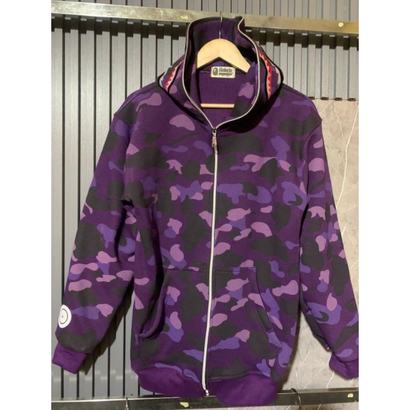 HOODIE ZIPPER BAPE PURPLE UNGU CAMO BORDIR