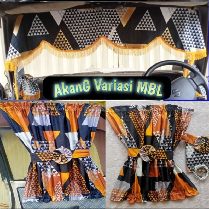 Kain gorden tirai pintu dan Lis kaca depan 1set 2jenis barang komplit mobil Fuso Hino giga canter pi