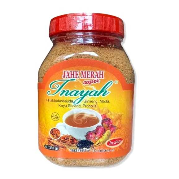 

Jahe Merah Instan plus Habbatussauda Gingseng Madu Propolis 330gr Inayah