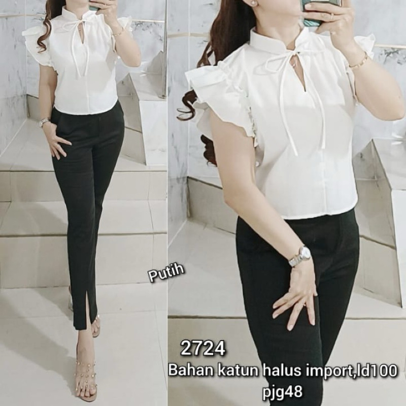 2724 ATASAN KERAH IKAT IMPORT , ATASAN WANITA IMPORT , ATASAN IMLEK WANITA , ATASAN NATAL WANITA , B