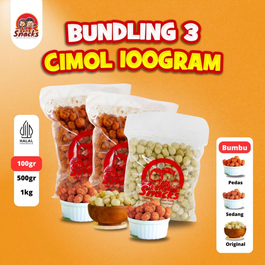 

KANGSNACKS BUNDLING Cimol Kering Pedas Sedang & Original Daun Jeruk 300Gr Cemilan Makanan Jajanan Jajan Snack Pedas