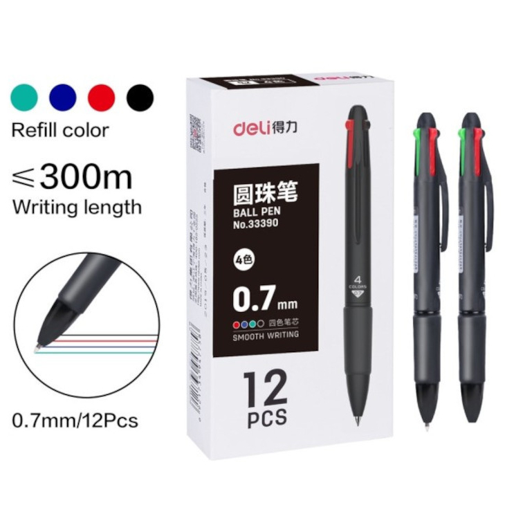 

DELI - 33390 pulpen warna-warni / Pulpen cetrek empat warna 0.7mm pulpen pelajar