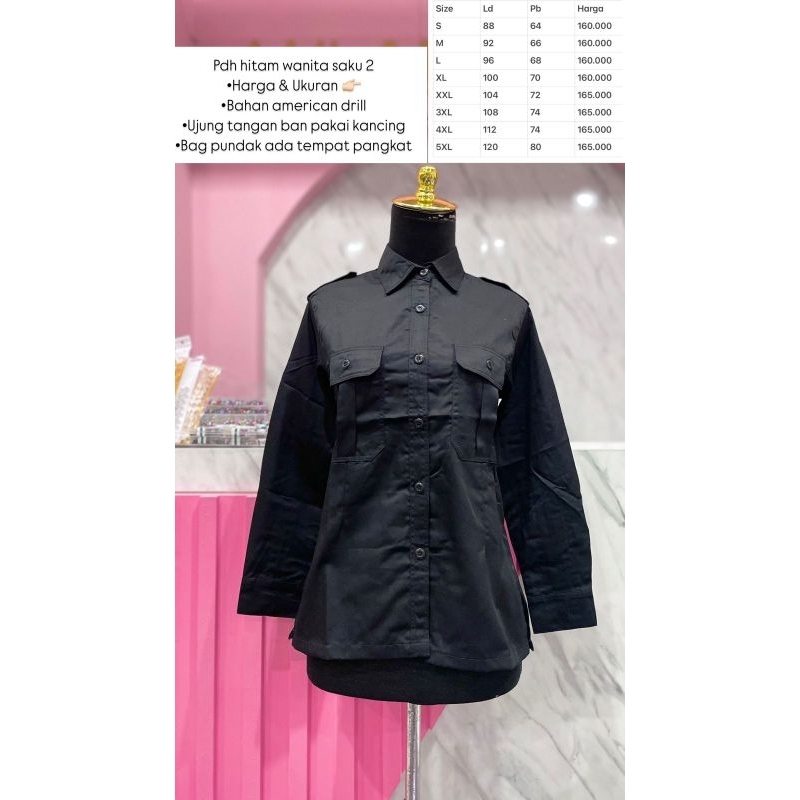 pdh hitam wanita saku 2