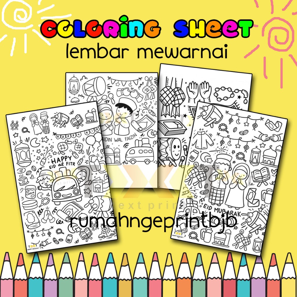 

Kertas Gambar Mewarnai A4 TEMA HAPPY MUSLIM - (Coloring Sheet) Anak usia PAUD TK SD