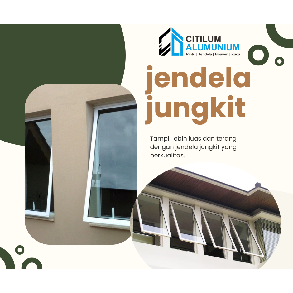 Jendela Aluminium Jungkit Ukuran 80 x 60 - Kusen Jendela - Jendela Kaca