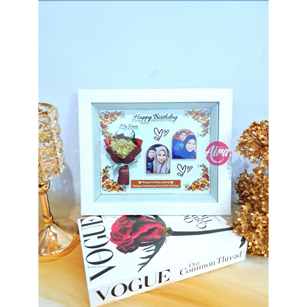 Frame flower in frame 3D/ kado unik hari guru / kado ultah / kado anniversarry/Kado Wisuda/Wedding