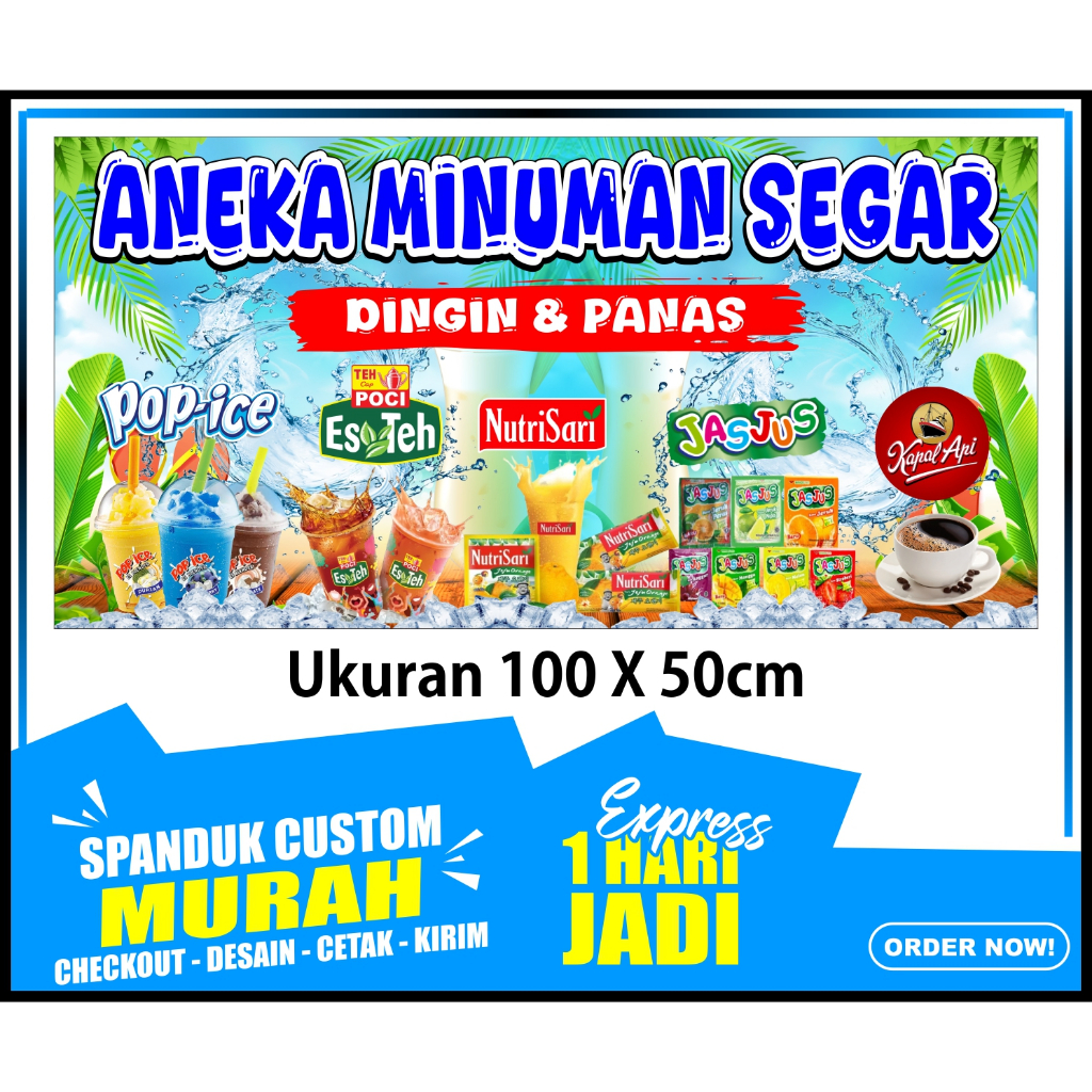 Banner ANEKA MINUMAN SEGAR, Spanduk ANEKA MINUMAN SEGAR ukuran 100x50 / Banner ANEKA MINUMAN SEGAR, 