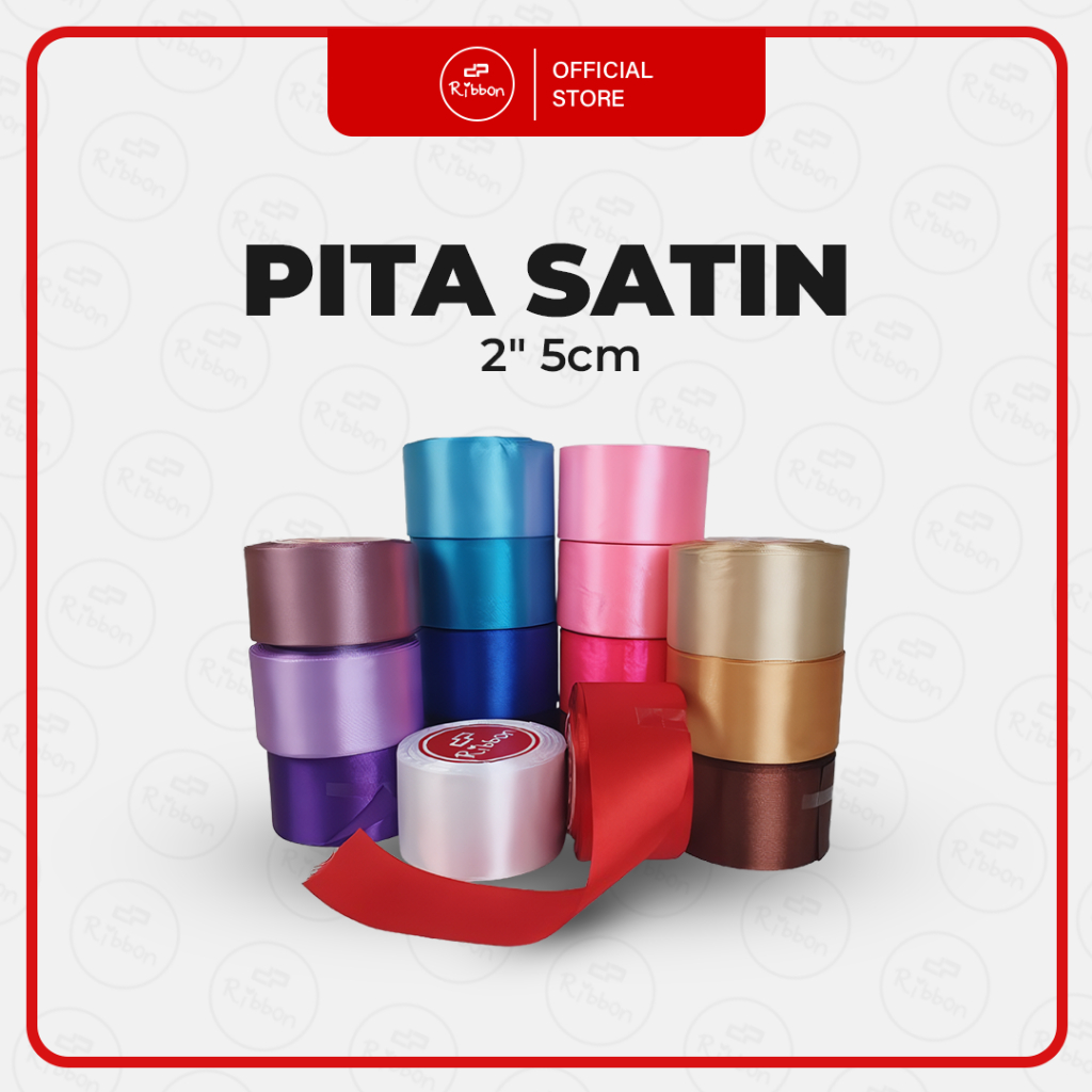 

Pita Satin 2" 5cm Saten 2 Inch Kain Polos Souvenir Garmen Parcel Hampers per ROLL