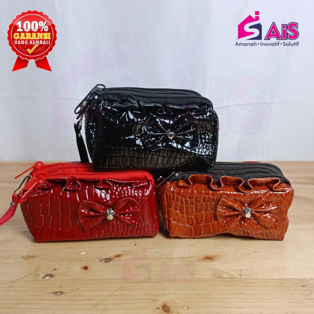 DOMPET ELEGAN WANITA DOMPET KOIN 3 SEKAT DOMPET REMPEL PITA DOMPET PREMIUM DOMPET UANG