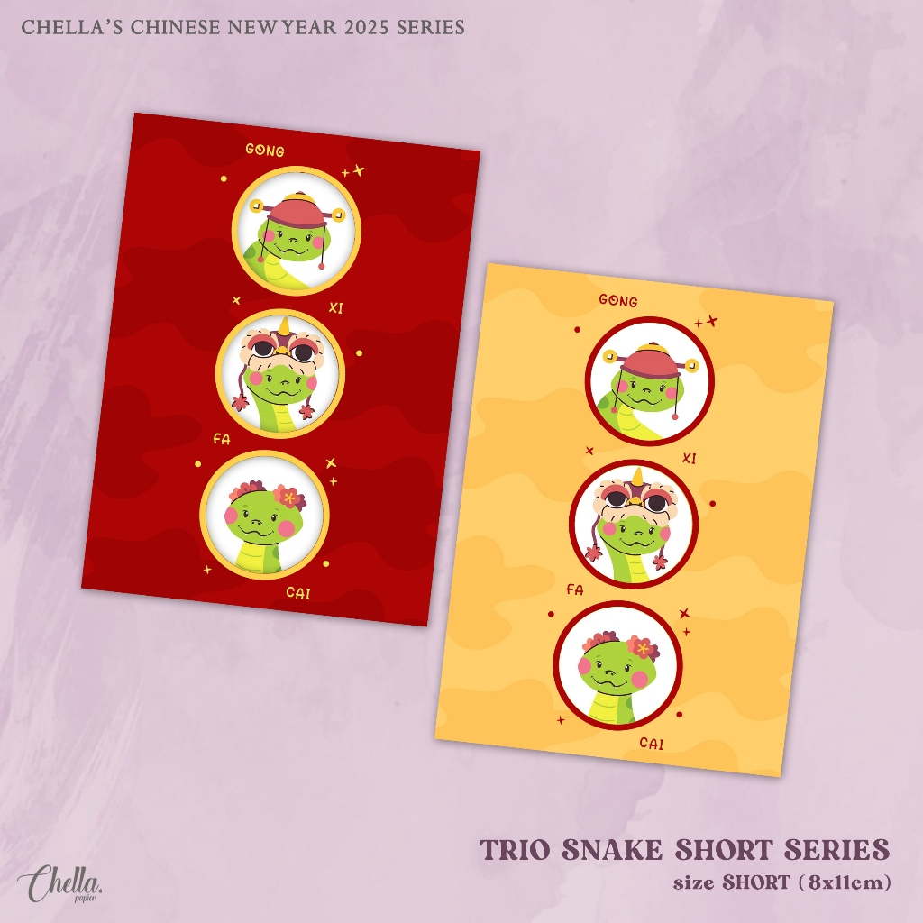 

TRIO SNAKE SHORT - CUSTOM ANGPAO IMLEK 2025 (BISA TULIS NAMA/LOGO BRAND) ISI 6 PCS - Size 8x11cm