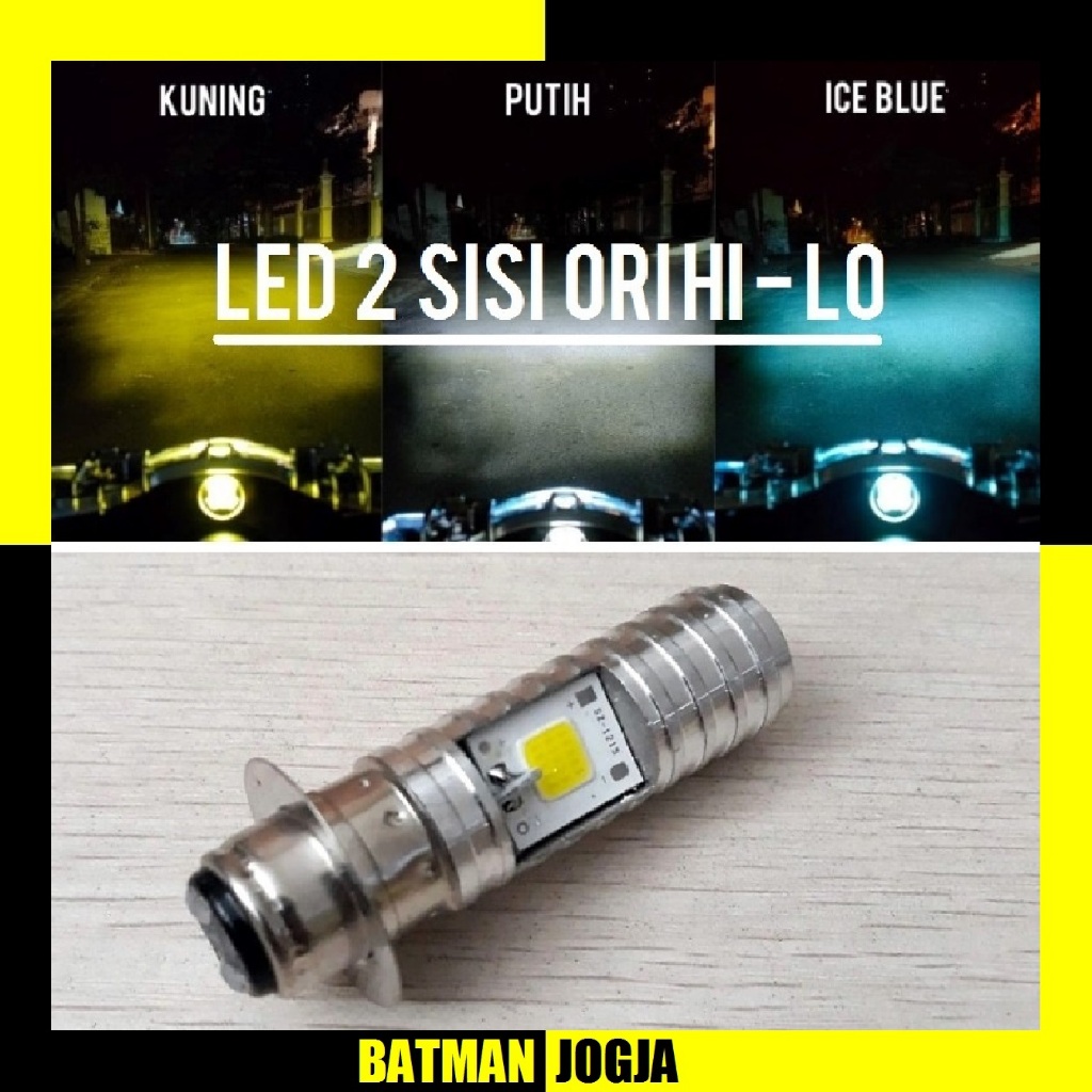 LED H6 2 SISI ASLI ORI lampu utama halogen depan 2 mata putih kuning ice blue universal motor bebek 