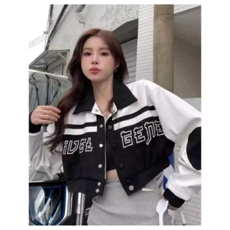 SWEATER CROP Y2K VARSITY WANITA