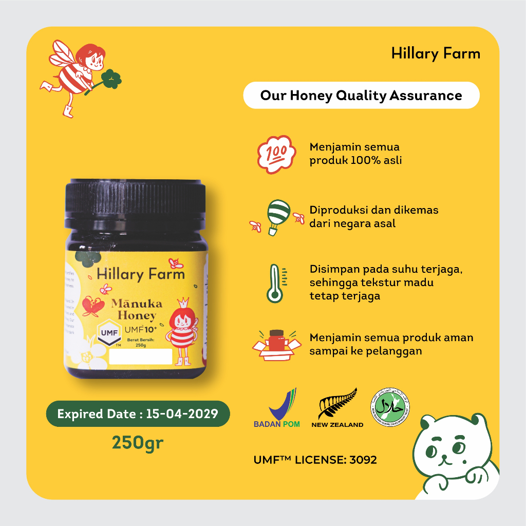 

Hillary Farm Madu Manuka UMF 10+ Manuka Honey 250GR