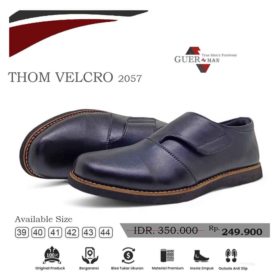 Sepatu Pantofel Slip On Pria Thom Velcro 2057 Black