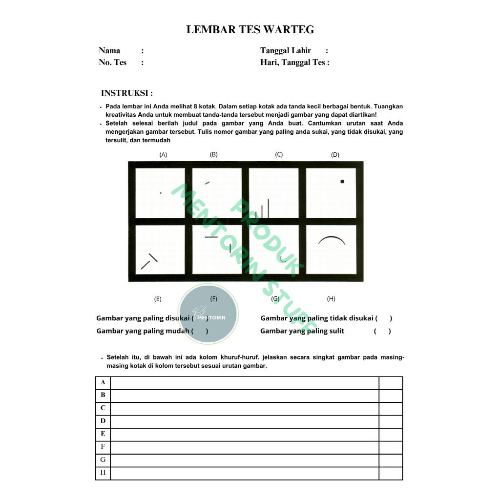 

Lembar Wartegg Test A4