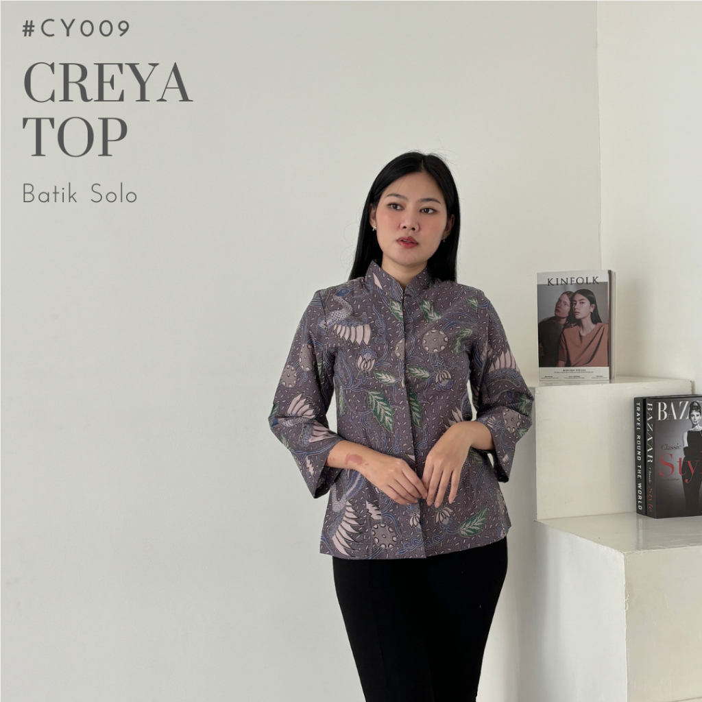 Premium Hem Batik Lengan Panjang Wanita Creya Top