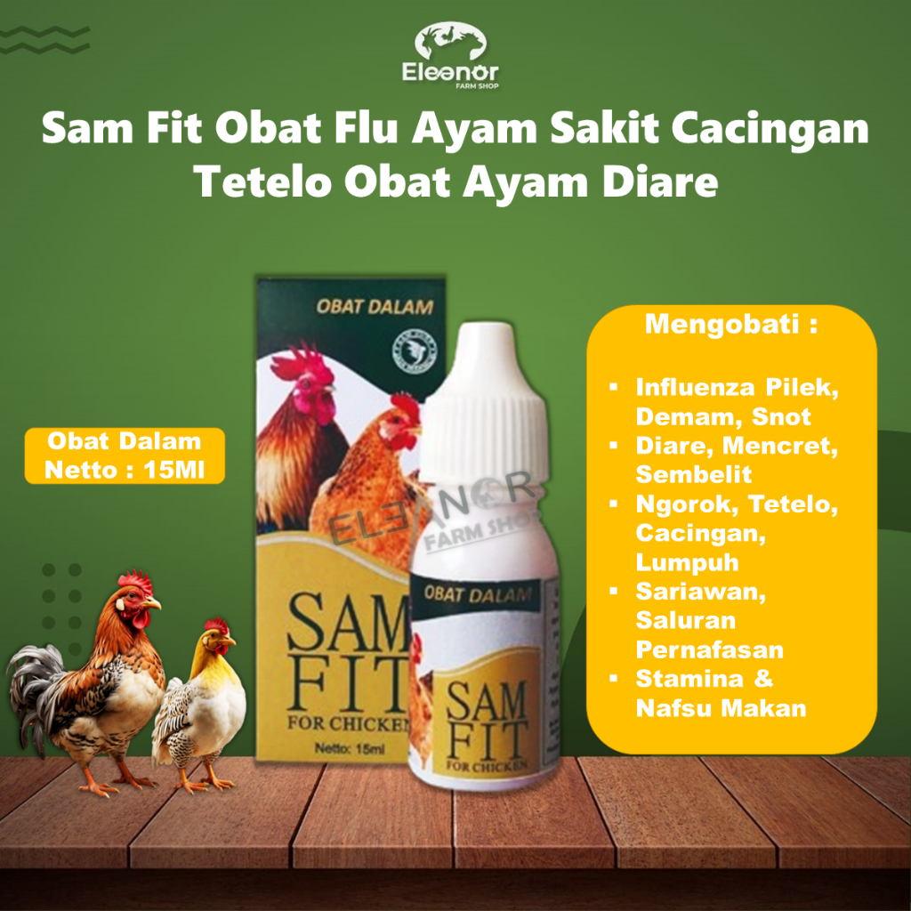 Samfit Obat Flu Ayam Sakit Cacingan Tetelo Obat Ayam Diare Obat Dalam untuk Ayam 15Ml