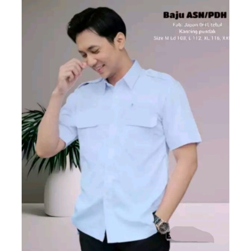 Baju Dinas Putih Pria Lengan Pendek Baju ASN/PDH Kemeja Pria Lengan Pendek