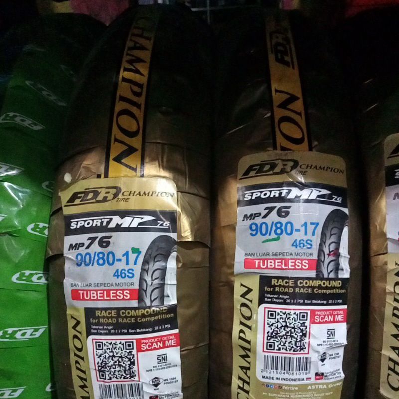 ban FDR mp76 ring 17 sepasang depan dan belakang ukuran 90-80/17.soft compound