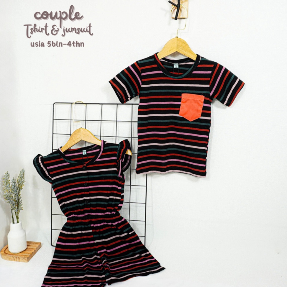 KODE F34E kelvin kids Baju Anak Couple Jumpsuit Kaos Oblong anak salur  Kelvin Kids