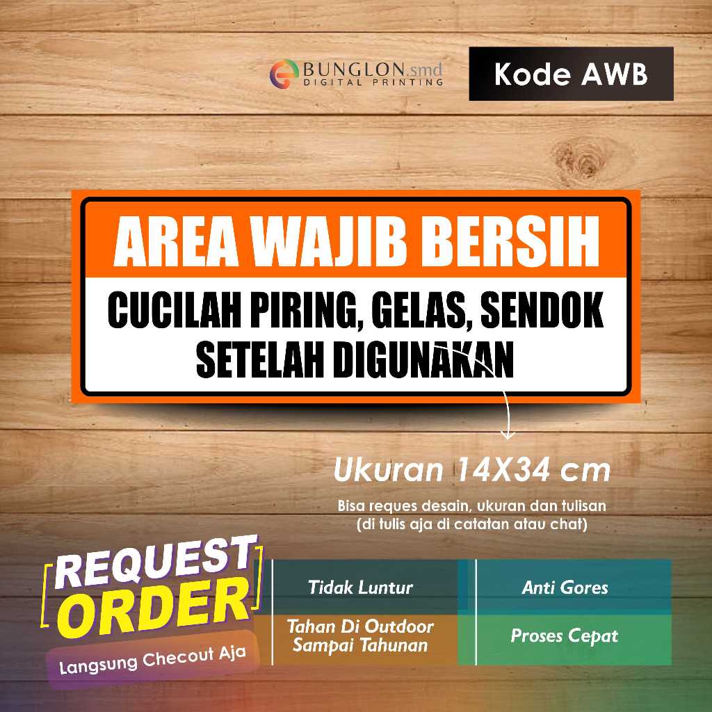 

STIKER AREA WAJIB BERSIH + LAMINASI KODE AWB ORANGE