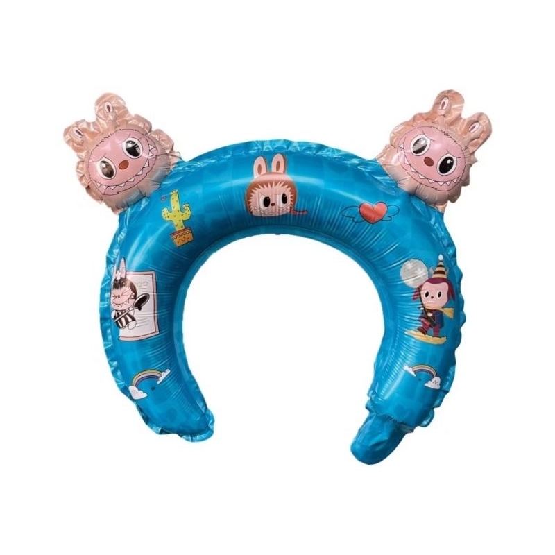Balon bando LABUBU bando foil LABUBU birthday theme decoration topi ulang tahun anak dekorasi pesta 