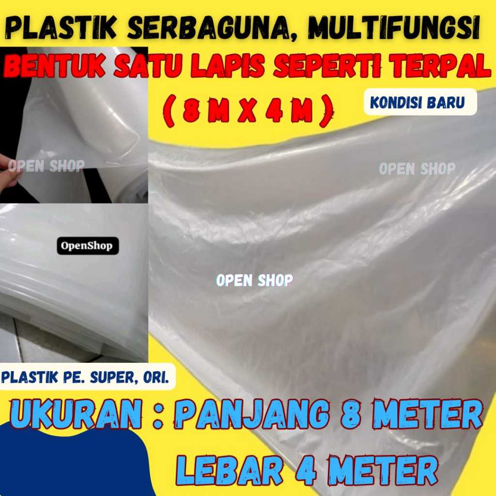 8m x 4m. Plastik Kolam Ikan, Atap,Green house,Hidroponik,Budidaya, PenutupPelindung Barang ,Tanaman