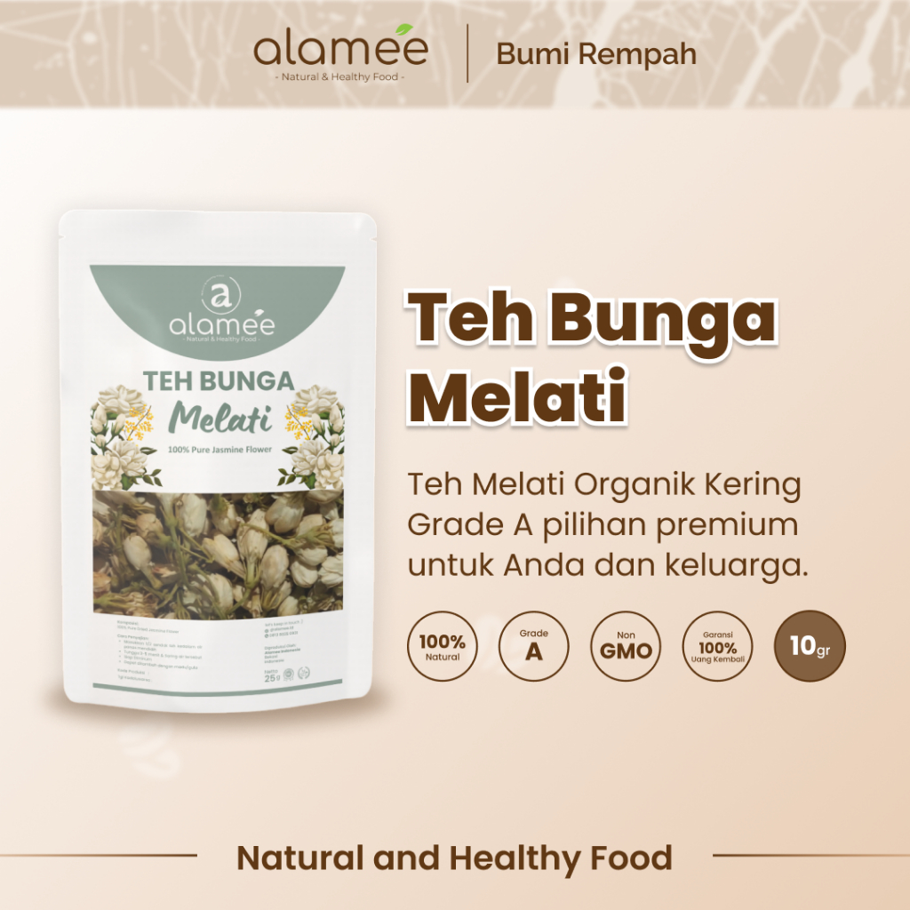 

ALAMEE Teh Bunga Jasmine Tea Flower Melati Organik Jasmin Herbal Kering Dried Siap Seduh Minum 10gr