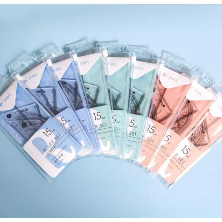 

PENGGARIS Set 4IN1 15Cm Penggaris Bening Sekolah Isi 4Pcs Lucu Ruller Set Transparant Perlengkapan Sekolah Menggambar Pelajar