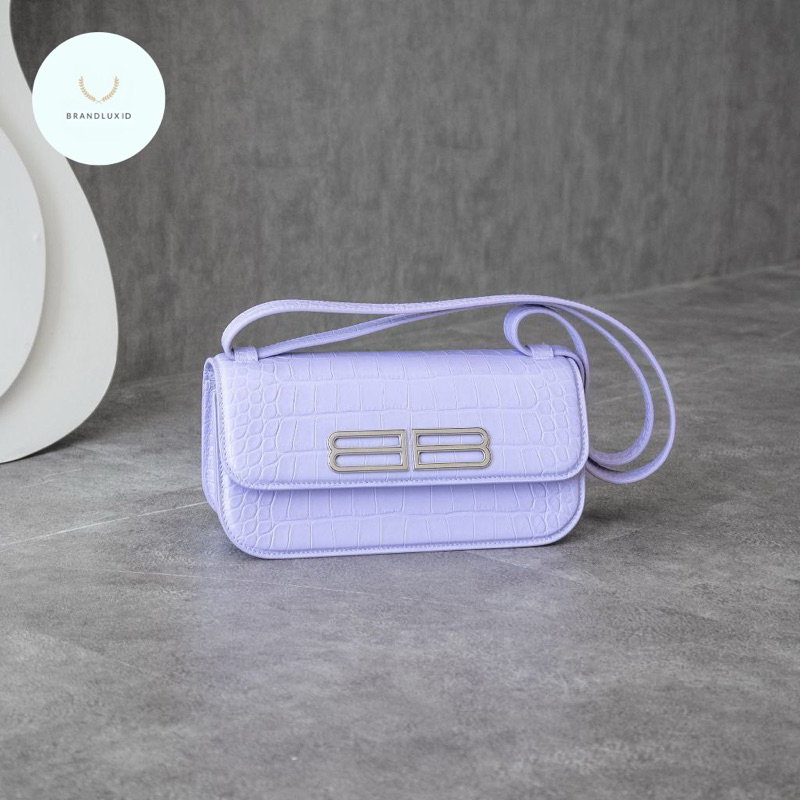 Balenciaga Gossip Small Bag Croco Embossed Lilac
