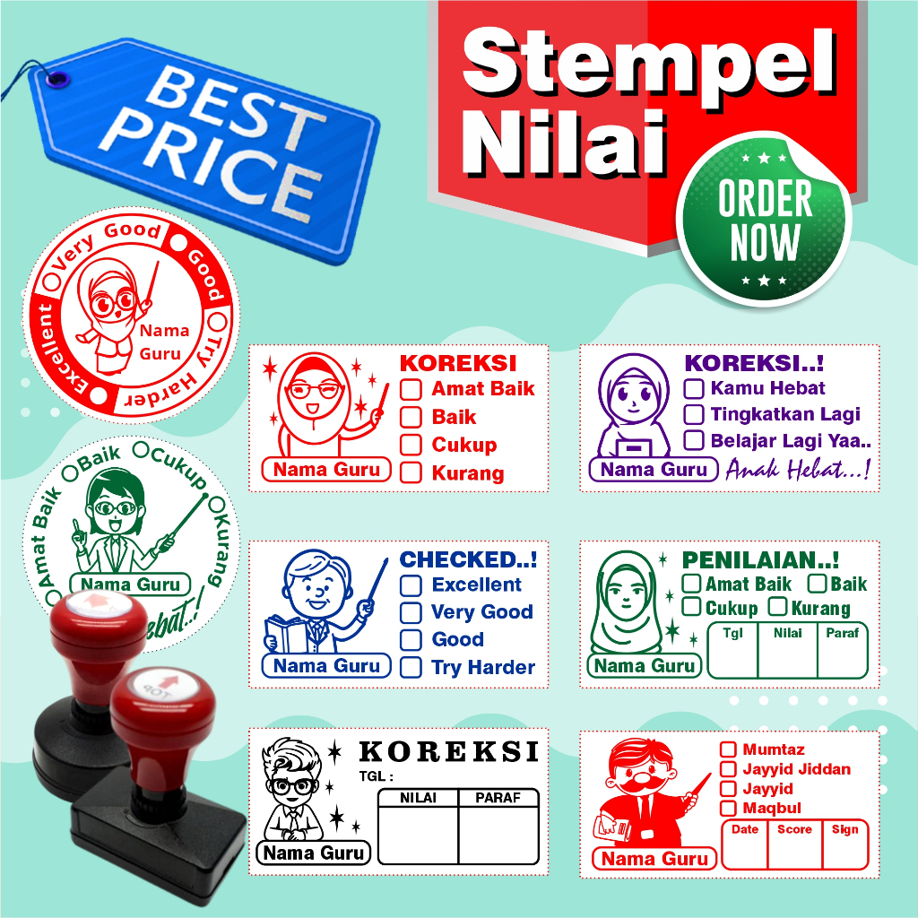 

Cap Stamp Stempel Nilai Guru / Penilaian / Koreksi / Checked