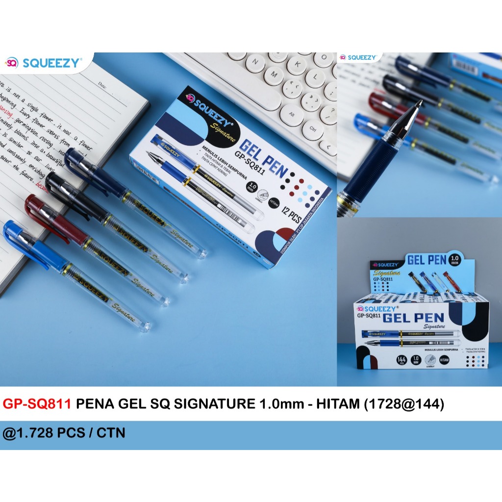 

1 Pak Sign Pen Squeezy Signature SQ811 Pen tanda tangan 1.00 mm hitam